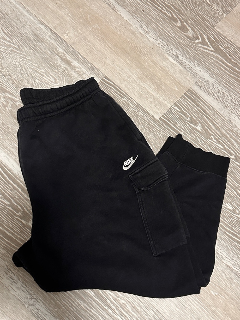 Nike  Black Cargo Joggers with Swoosh
